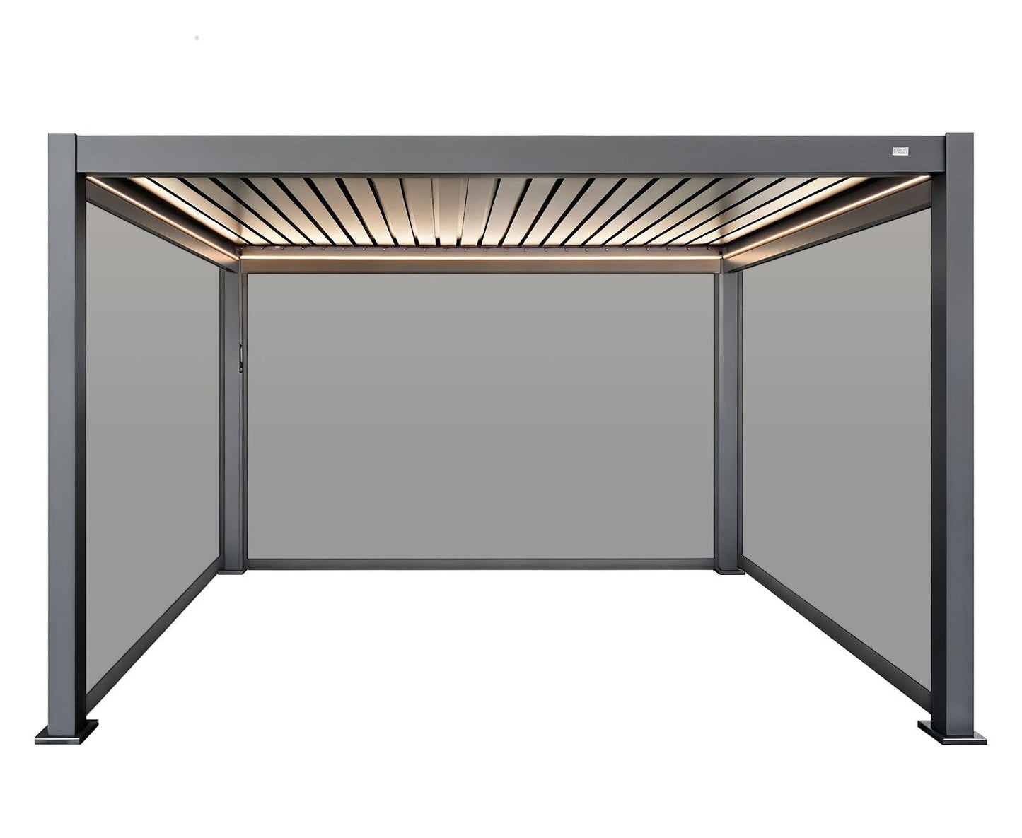 MotaShade™ 3×4m Motorised Aluminium Pergola – Double‑Layer Louvers, LEDs & 3 Windscreens