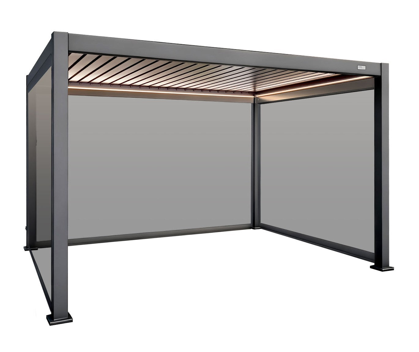 MotaShade™ 3×4m Motorised Aluminium Pergola – Double‑Layer Louvers, LEDs & 3 Windscreens